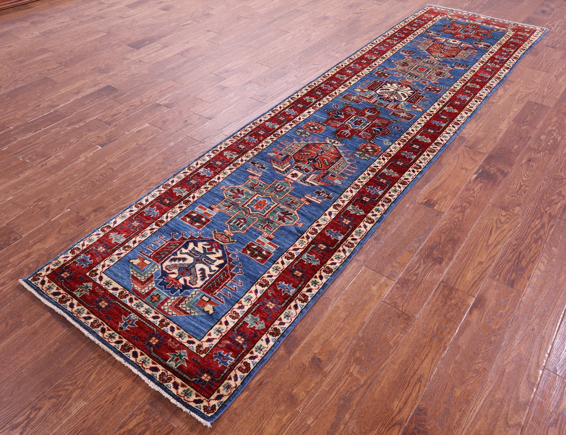 Persian Fine Serapi Hand Knotted Wool Runner Rug - 3' 0" X 11' 9" - Golden Nile