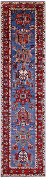 Persian Fine Serapi Hand Knotted Wool Runner Rug - 3' 0" X 11' 9" - Golden Nile