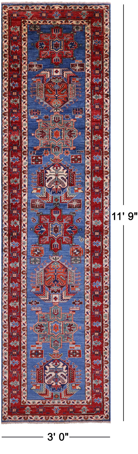 Persian Fine Serapi Hand Knotted Wool Runner Rug - 3' 0" X 11' 9" - Golden Nile