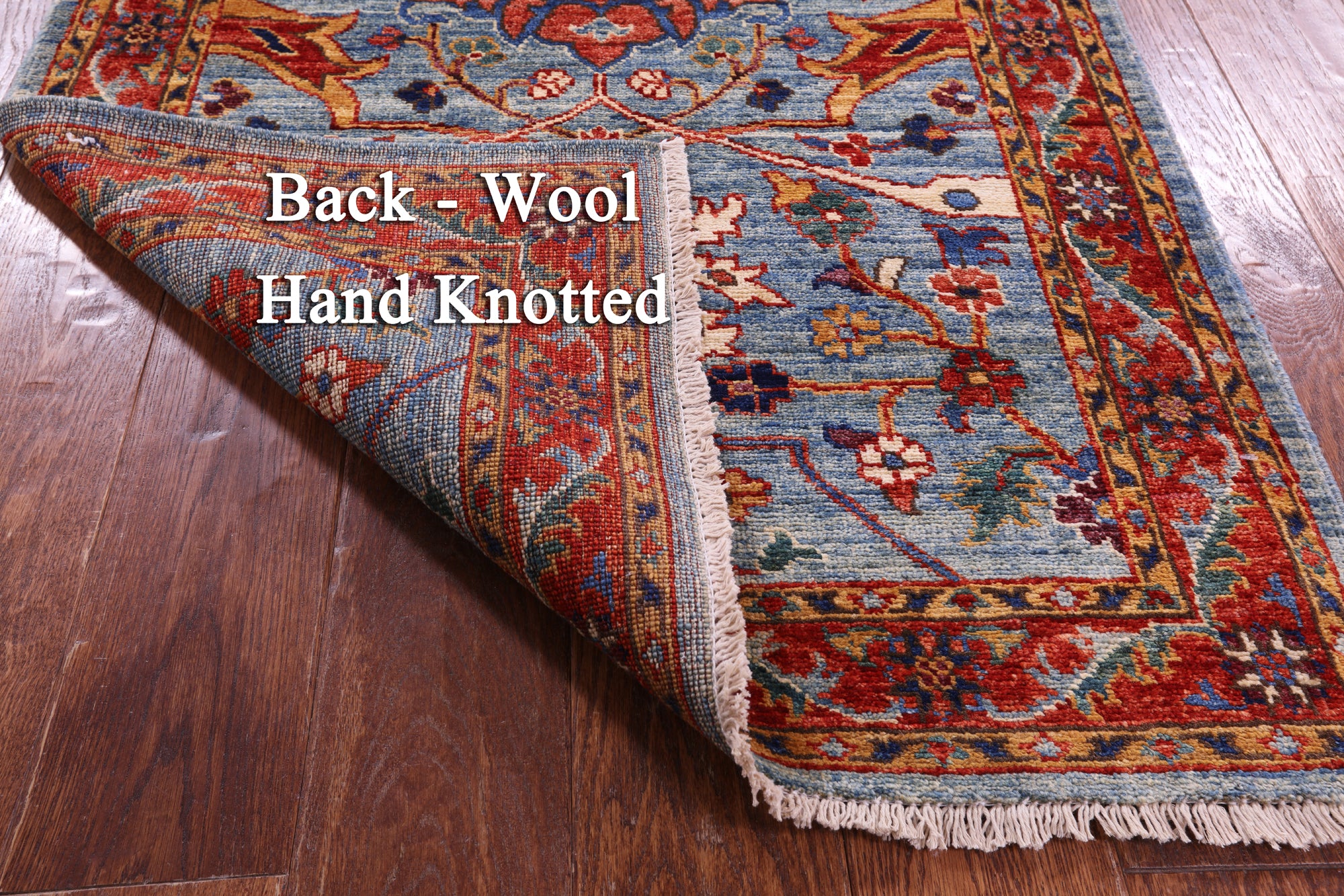 Blue Persian Fine Serapi Handmade Wool Runner Rug - 2' 9" X 11' 10" - Golden Nile