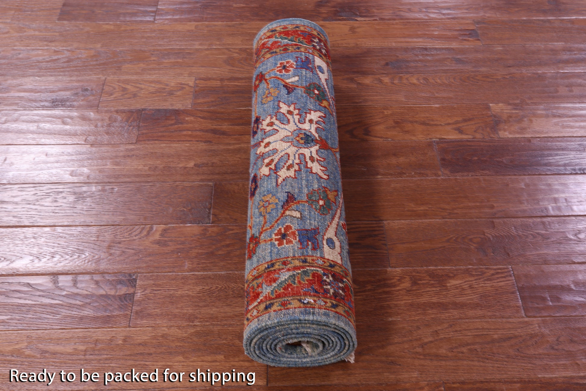 Blue Persian Fine Serapi Handmade Wool Runner Rug - 2' 9" X 11' 10" - Golden Nile