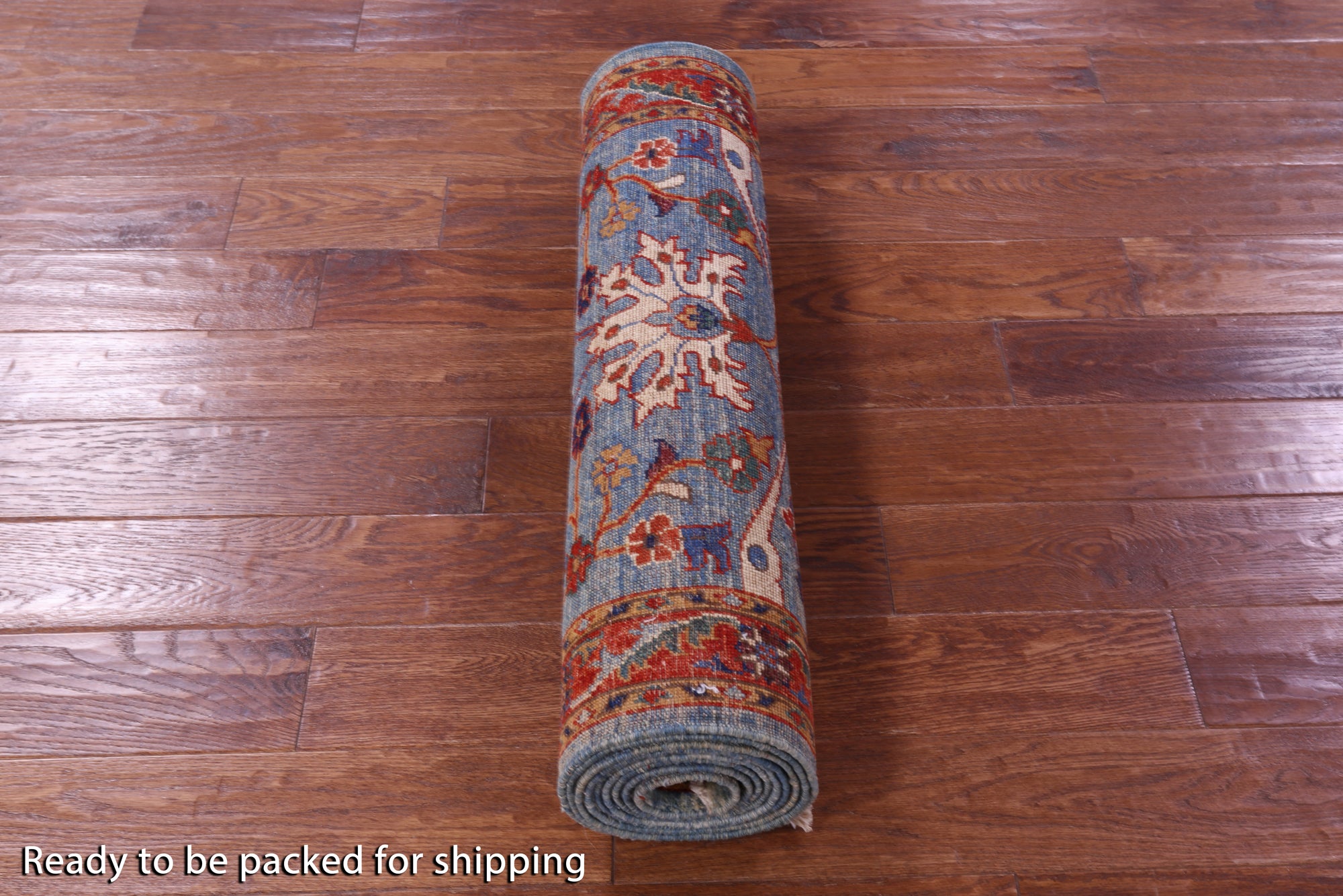 Blue Persian Fine Serapi Handmade Wool Runner Rug - 2' 9" X 11' 10" - Golden Nile