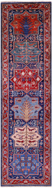 Persian Fine Serapi Hand Knotted Wool Runner Rug - 2' 7" X 9' 7" - Golden Nile