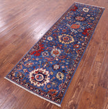 Blue Persian Fine Serapi Hand Knotted Wool Runner Rug - 2' 9" X 8' 3" - Golden Nile