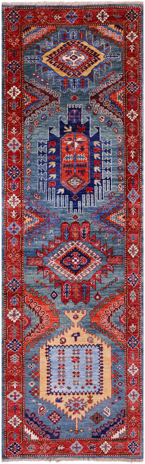 Persian Fine Serapi Hand Knotted Wool Runner Rug - 2' 10" X 9' 5" - Golden Nile