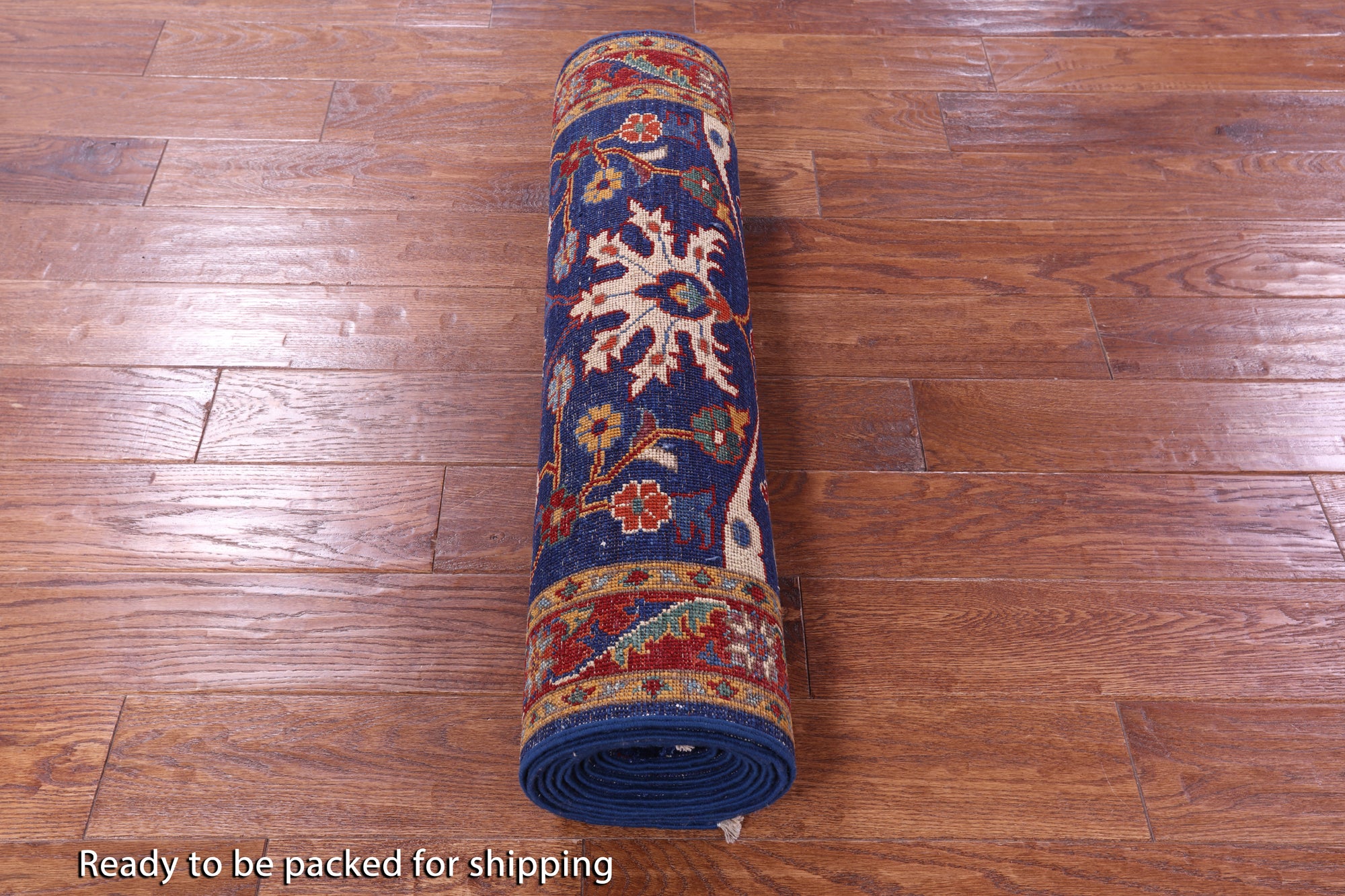 Blue Persian Fine Serapi Hand Knotted Wool Runner Rug - 2' 10" X 12' 10" - Golden Nile