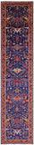 Blue Persian Fine Serapi Hand Knotted Wool Runner Rug - 2' 10" X 12' 10" - Golden Nile
