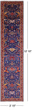 Blue Persian Fine Serapi Hand Knotted Wool Runner Rug - 2' 10" X 12' 10" - Golden Nile