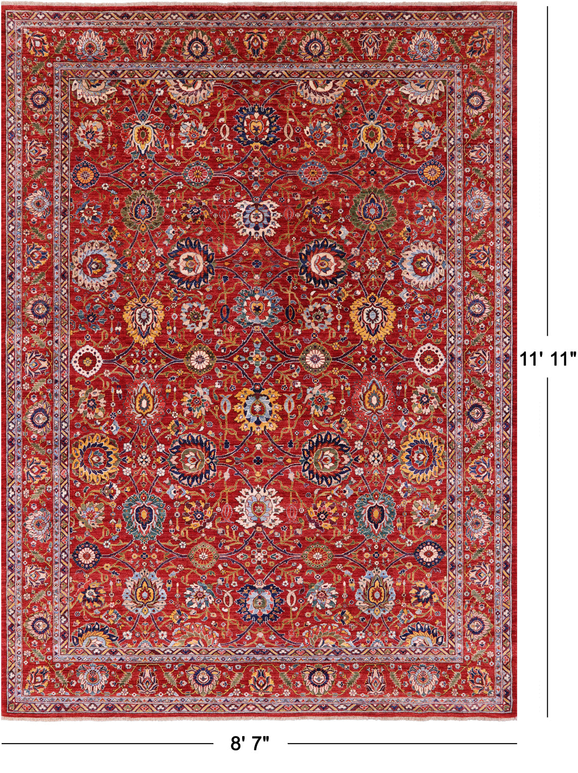 Persian Fine Serapi Hand Knotted Wool Rug - 8' 7" X 11' 11" - Golden Nile