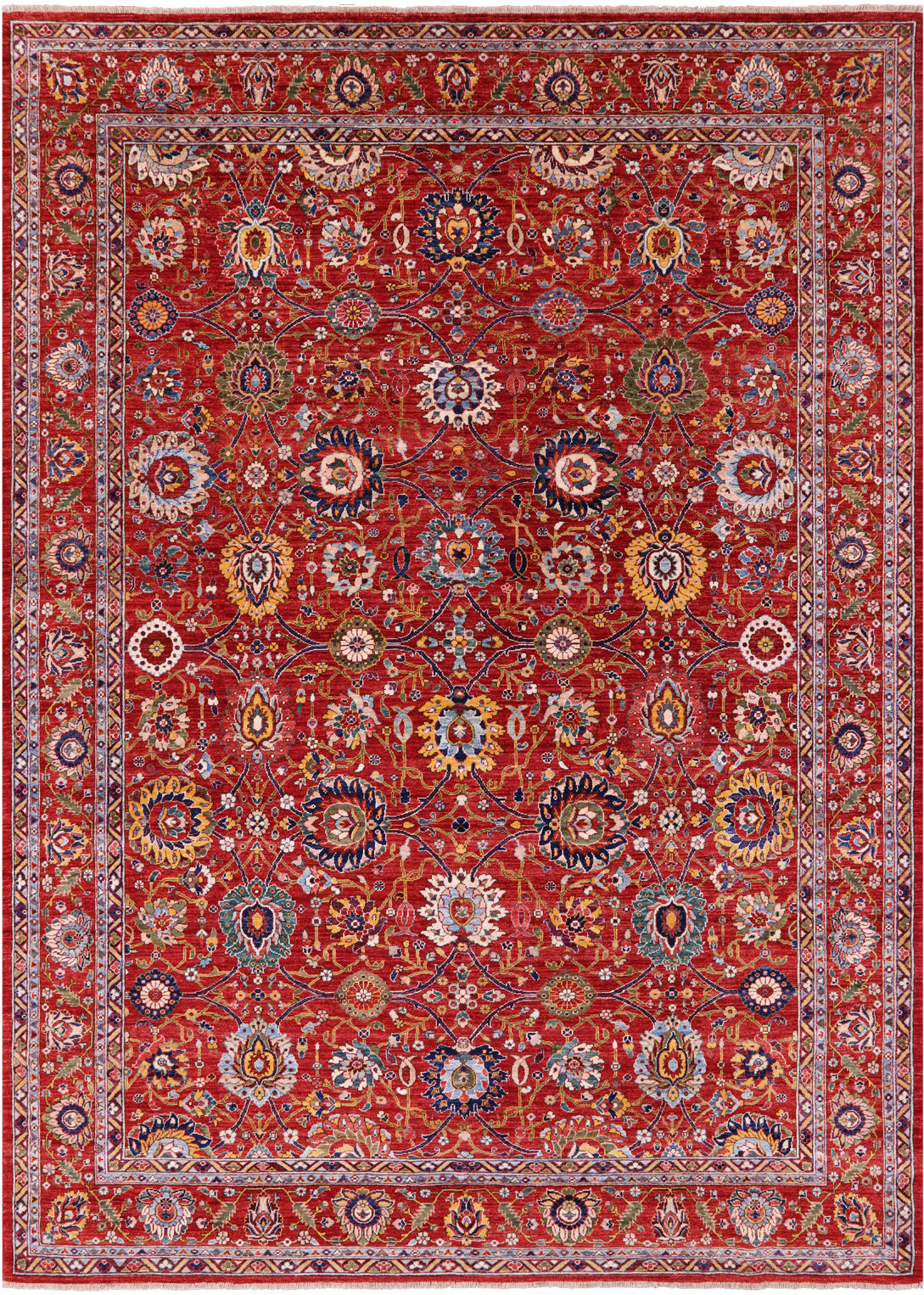Persian Fine Serapi Hand Knotted Wool Rug - 8' 7" X 11' 11" - Golden Nile