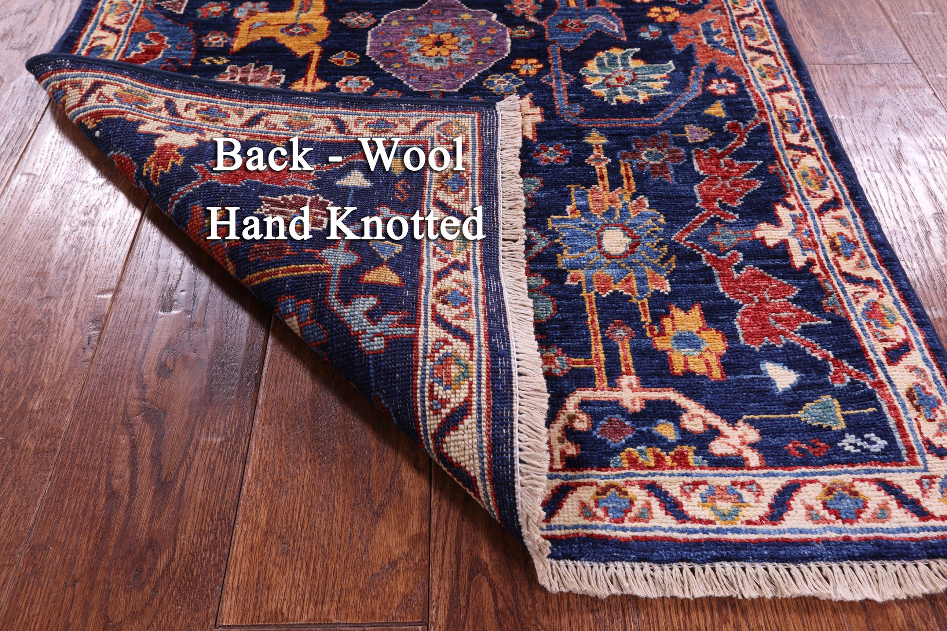 Blue Persian Fine Serapi Handmade Wool Runner Rug - 2' 7" X 9' 5" - Golden Nile
