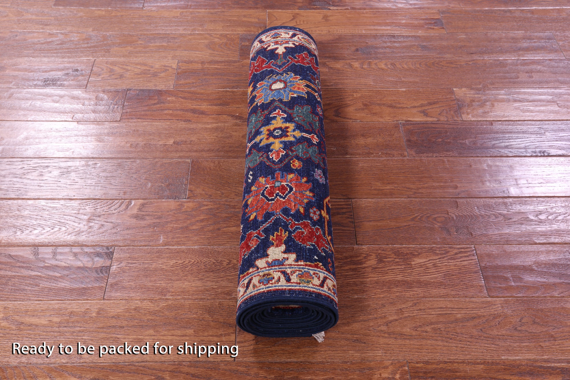 Blue Persian Fine Serapi Handmade Wool Runner Rug - 2' 7" X 9' 5" - Golden Nile
