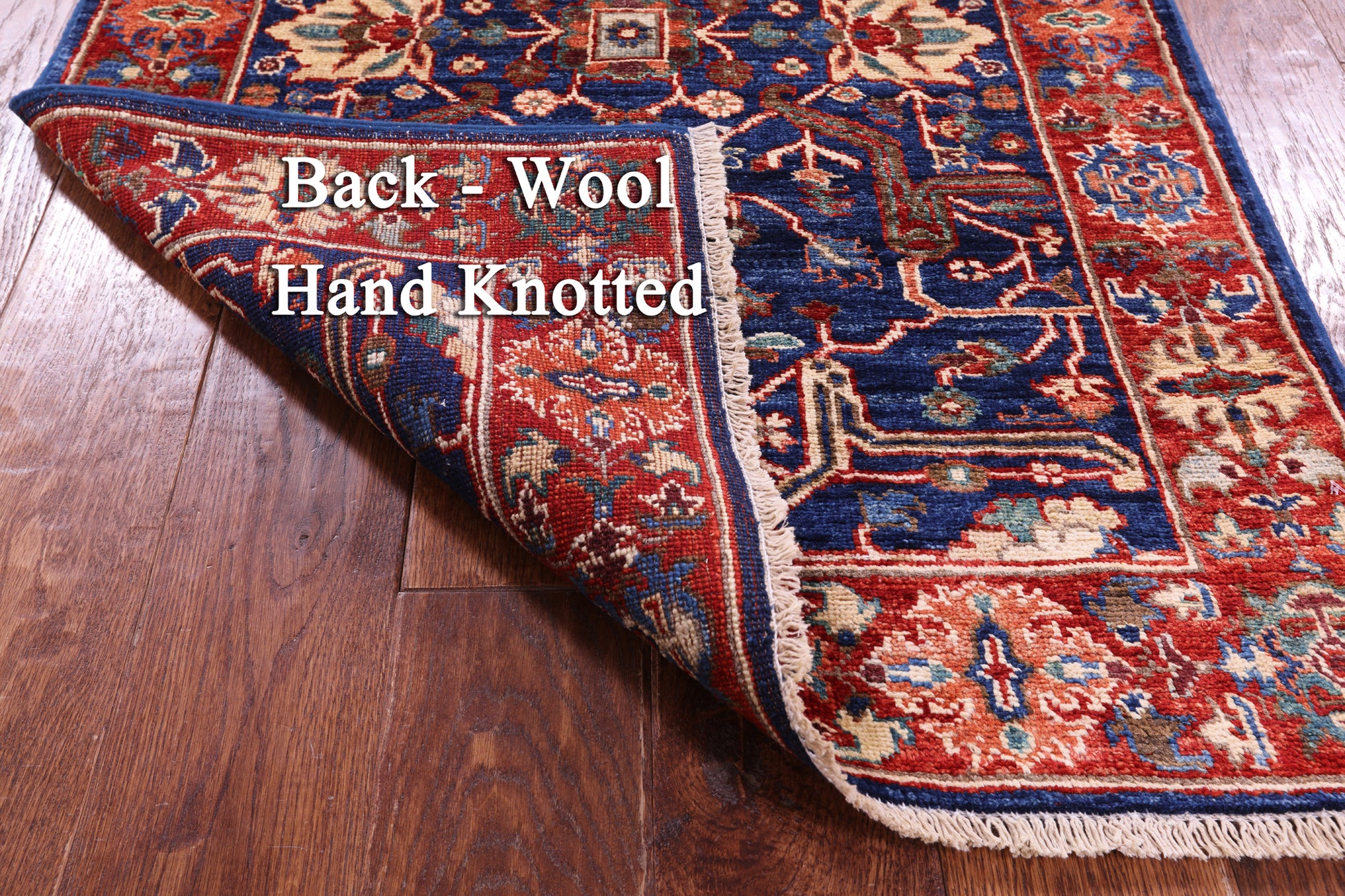 Blue Persian Fine Serapi Hand Knotted Wool Runner Rug - 2' 8" X 9' 9" - Golden Nile