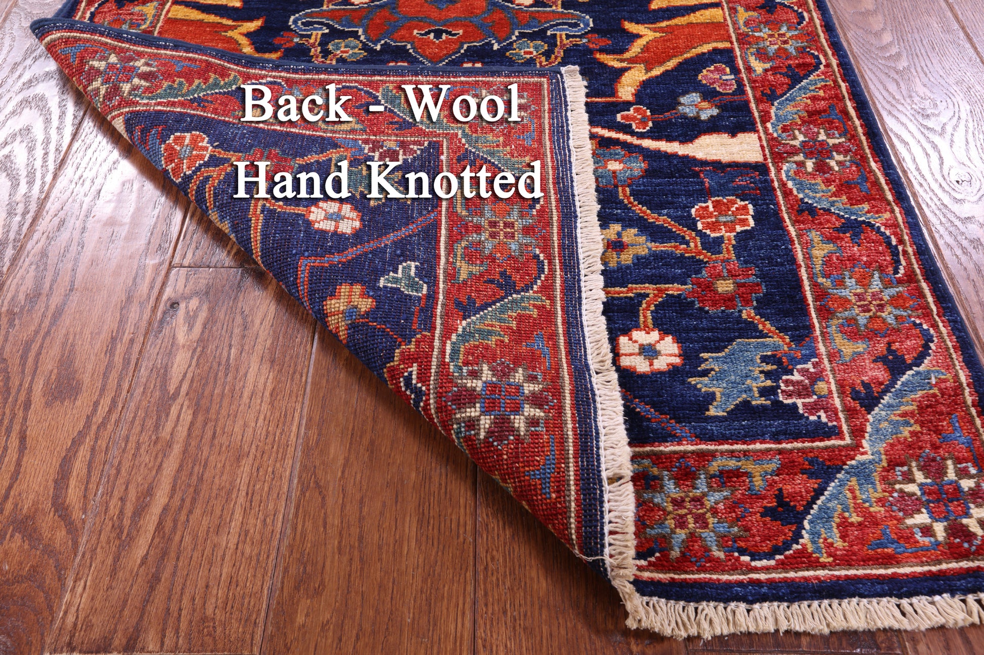 Blue Persian Fine Serapi Hand Knotted Wool Runner Rug - 2' 9" X 9' 7" - Golden Nile