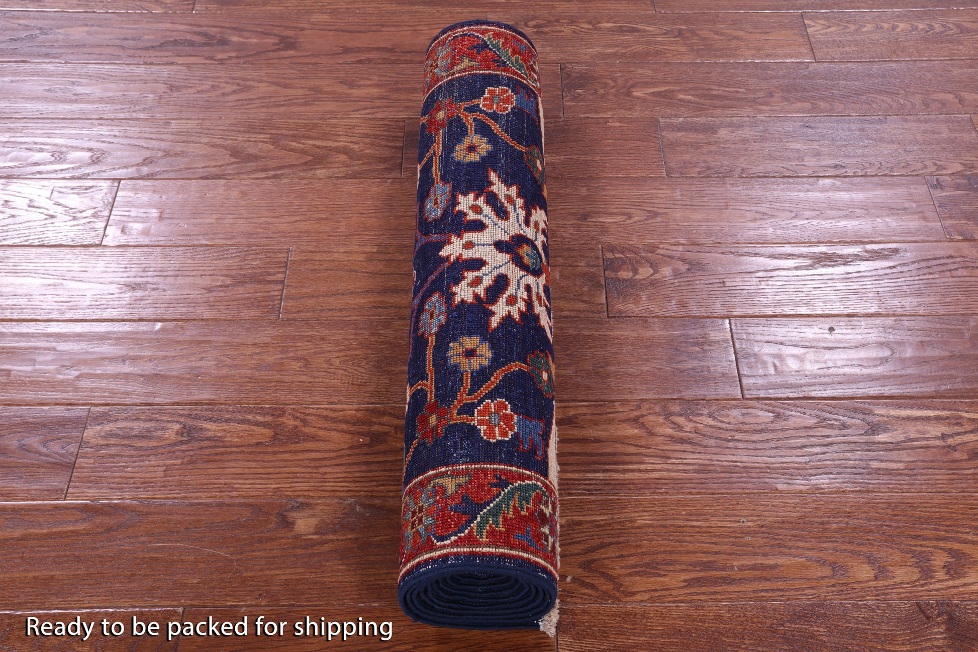 Blue Persian Fine Serapi Hand Knotted Wool Runner Rug - 2' 9" X 9' 7" - Golden Nile