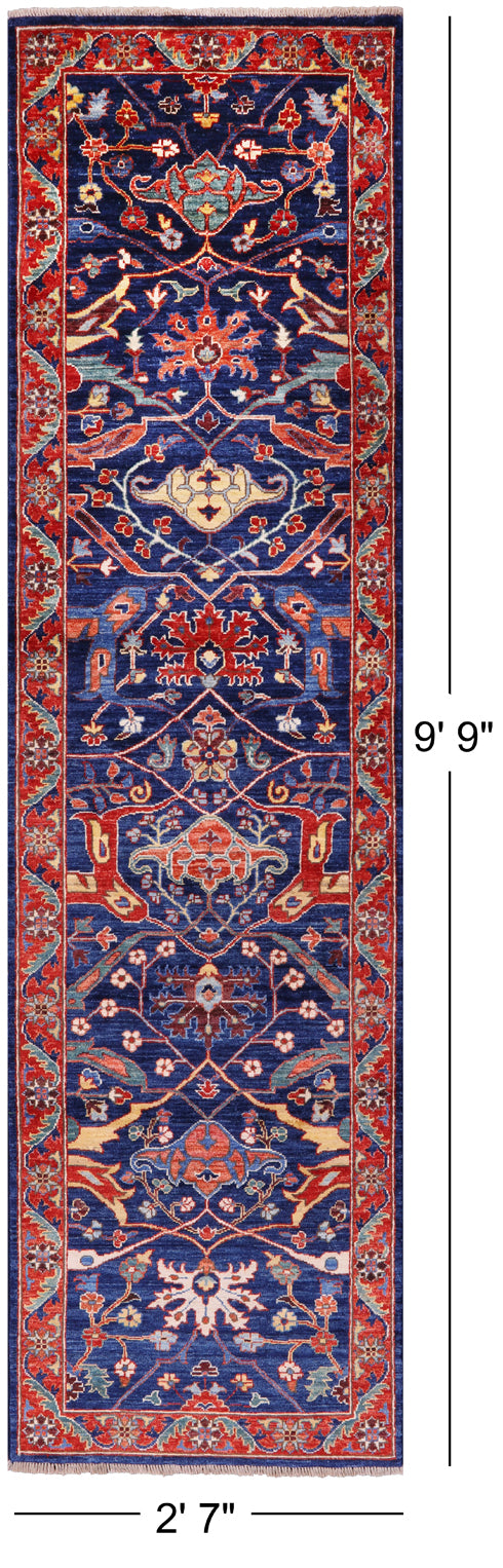 Persian Fine Serapi Handmade Wool Runner Rug - 2' 7" X 9' 9" - Golden Nile