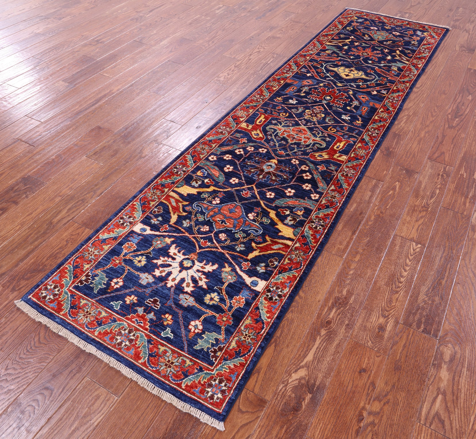 Persian Fine Serapi Handmade Wool Runner Rug - 2' 7" X 9' 9" - Golden Nile