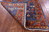 Blue Persian Fine Serapi Handmade Wool Runner Rug - 2' 8" X 11' 9" - Golden Nile