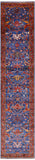 Blue Persian Fine Serapi Handmade Wool Runner Rug - 2' 8" X 11' 9" - Golden Nile