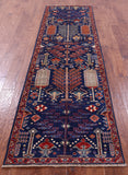 Blue Persian Ziegler Hand Knotted Wool Runner Rug - 2' 9" X 9' 8" - Golden Nile