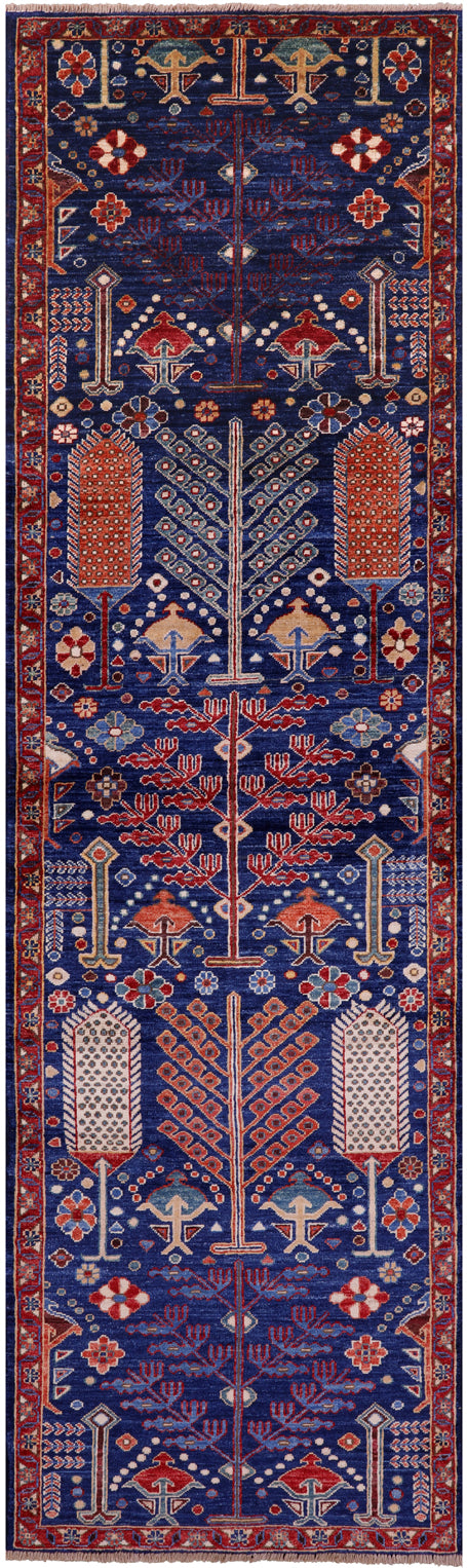 Blue Persian Ziegler Hand Knotted Wool Runner Rug - 2' 9" X 9' 8" - Golden Nile