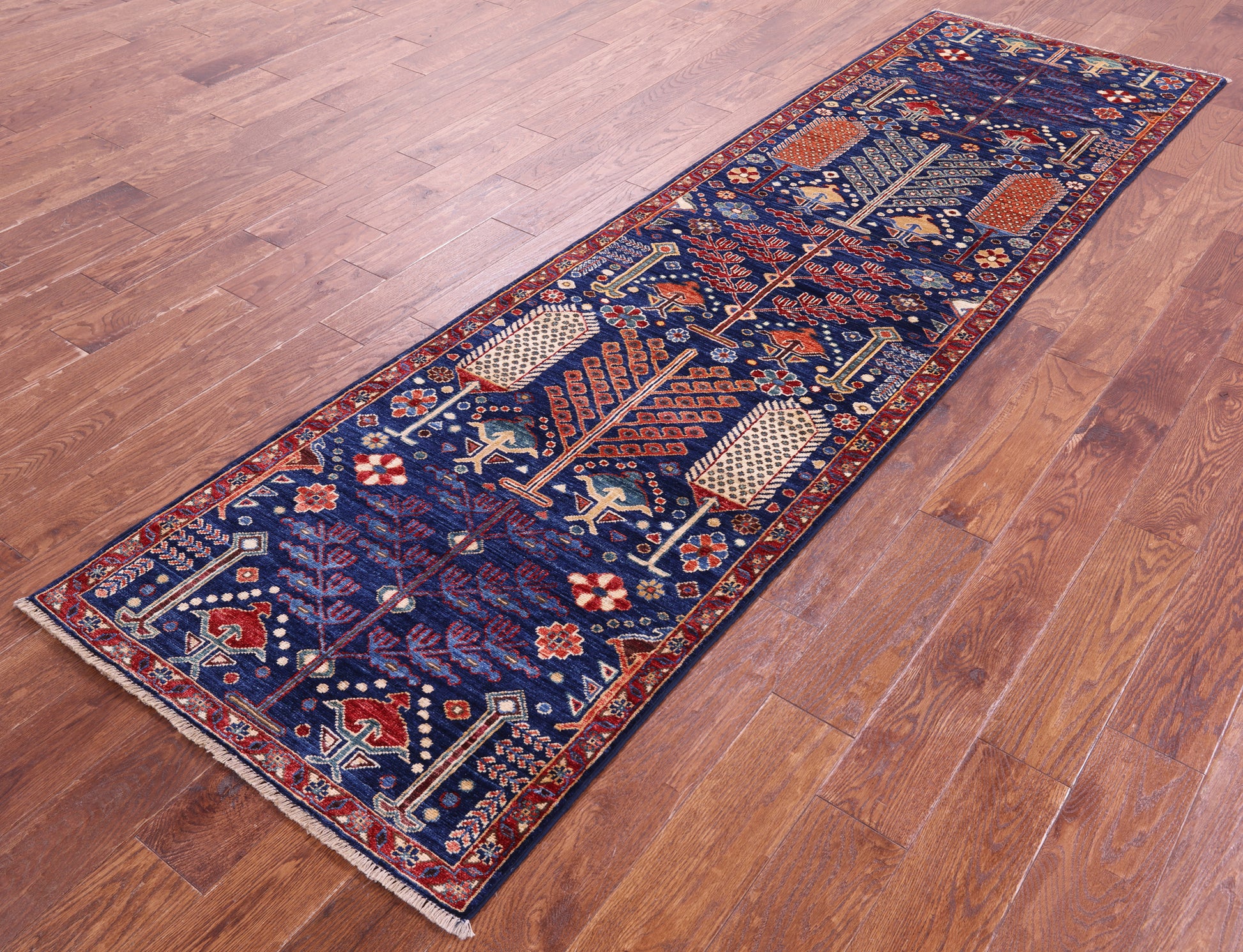 Blue Persian Ziegler Hand Knotted Wool Runner Rug - 2' 9" X 9' 8" - Golden Nile
