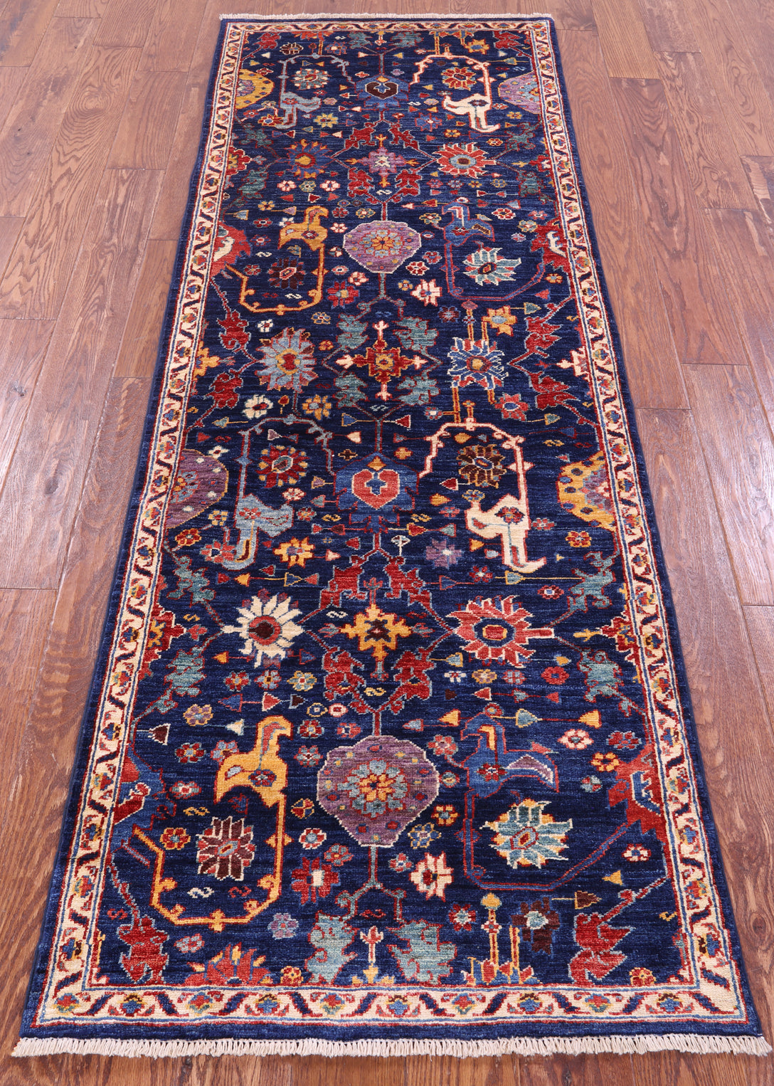 Blue Persian Fine Serapi Handmade Wool Runner Rug - 2' 9" X 7' 10" - Golden Nile