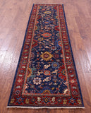 Blue Persian Fine Serapi Handmade Wool Runner Rug - 2' 9" X 9' 6" - Golden Nile