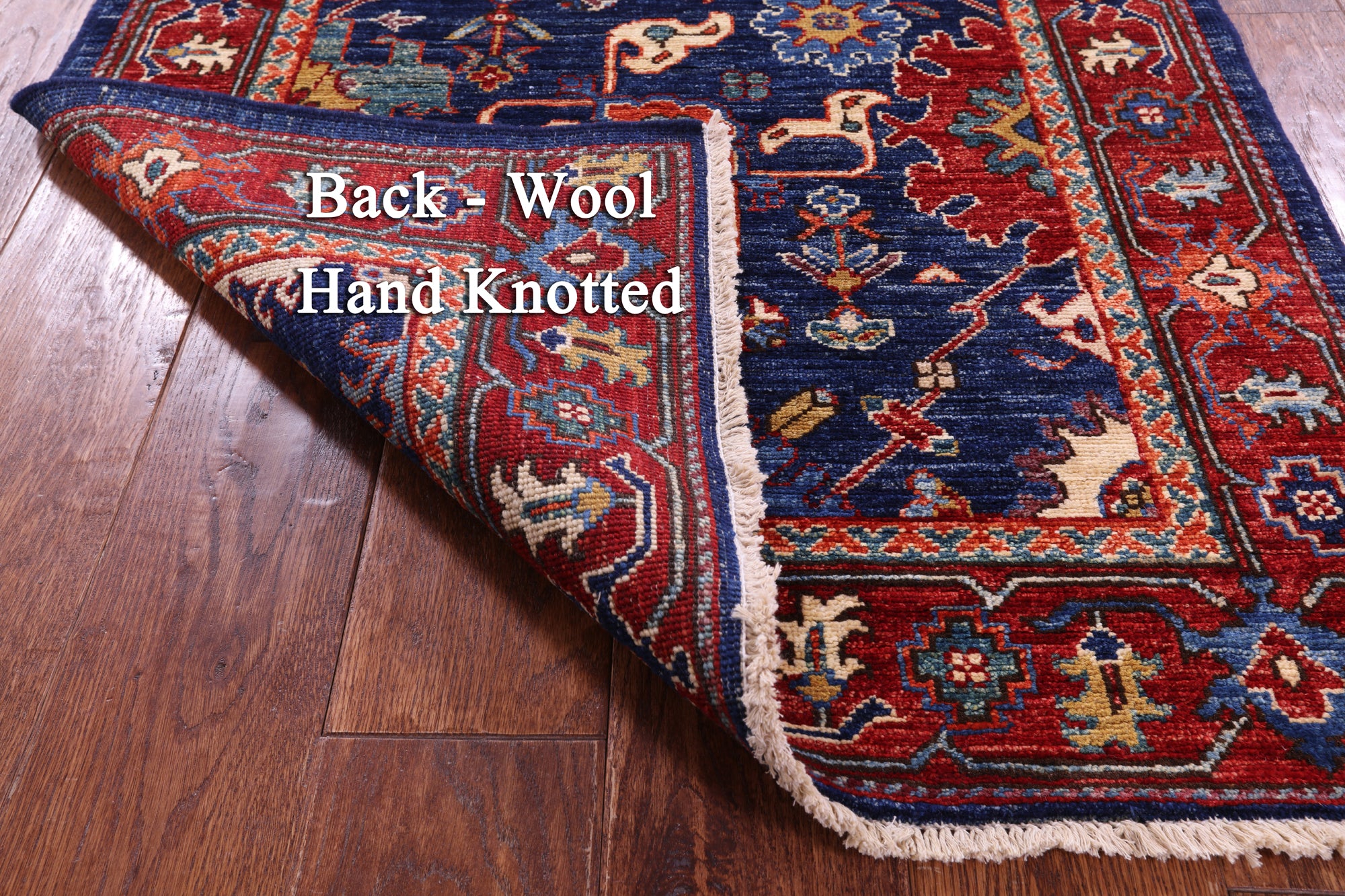 Blue Persian Fine Serapi Handmade Wool Runner Rug - 2' 9" X 9' 6" - Golden Nile