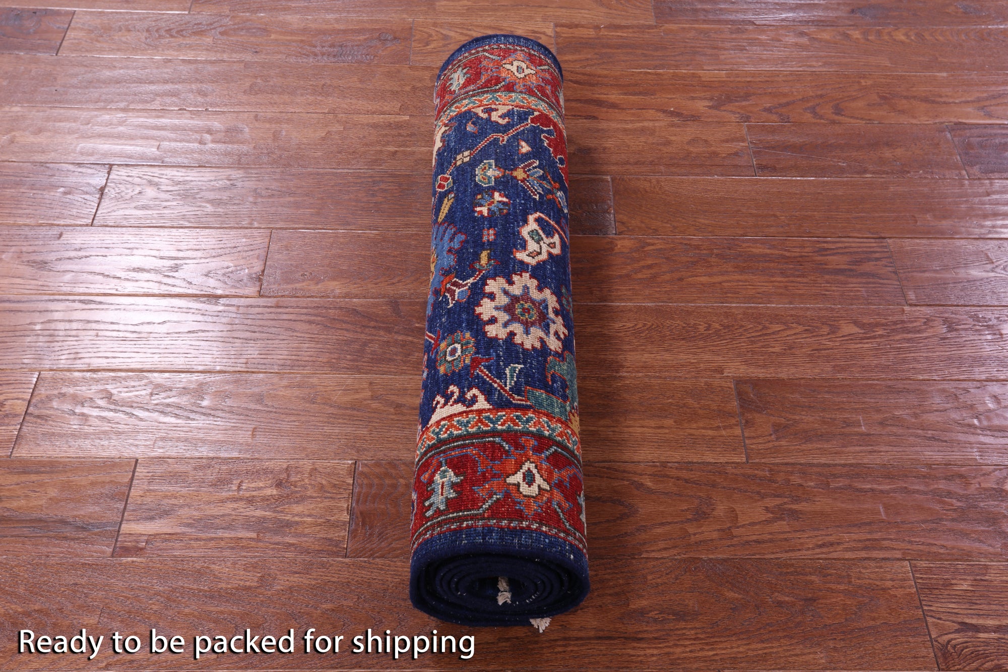 Blue Persian Fine Serapi Handmade Wool Runner Rug - 2' 9" X 9' 6" - Golden Nile