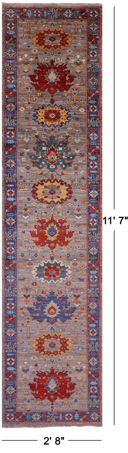 Persian Fine Serapi Hand Knotted Wool Runner Rug - 2' 8" X 11' 7" - Golden Nile