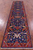 Blue Persian Fine Serapi Hand Knotted Wool Runner Rug - 2' 8" X 11' 7" - Golden Nile
