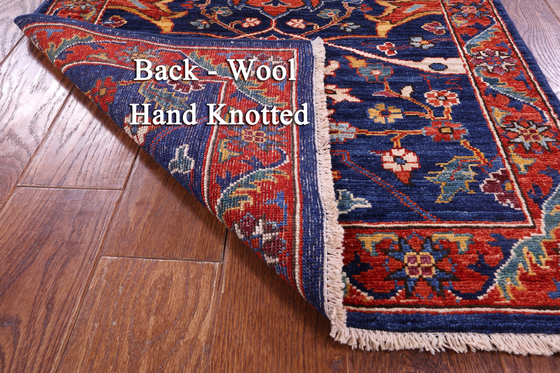 Blue Persian Fine Serapi Hand Knotted Wool Runner Rug - 2' 8" X 11' 7" - Golden Nile