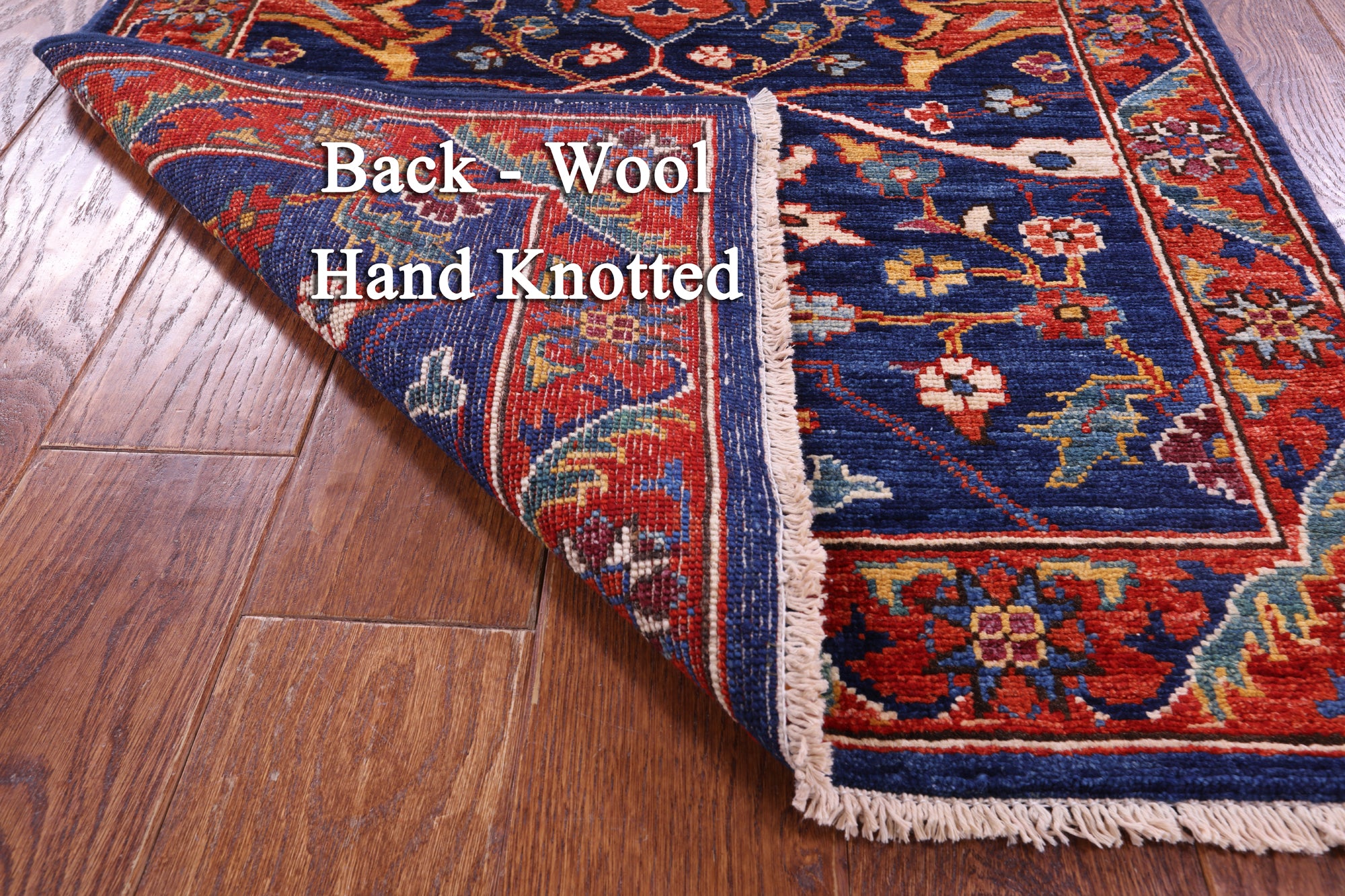 Blue Persian Fine Serapi Hand Knotted Wool Runner Rug - 2' 8" X 11' 7" - Golden Nile
