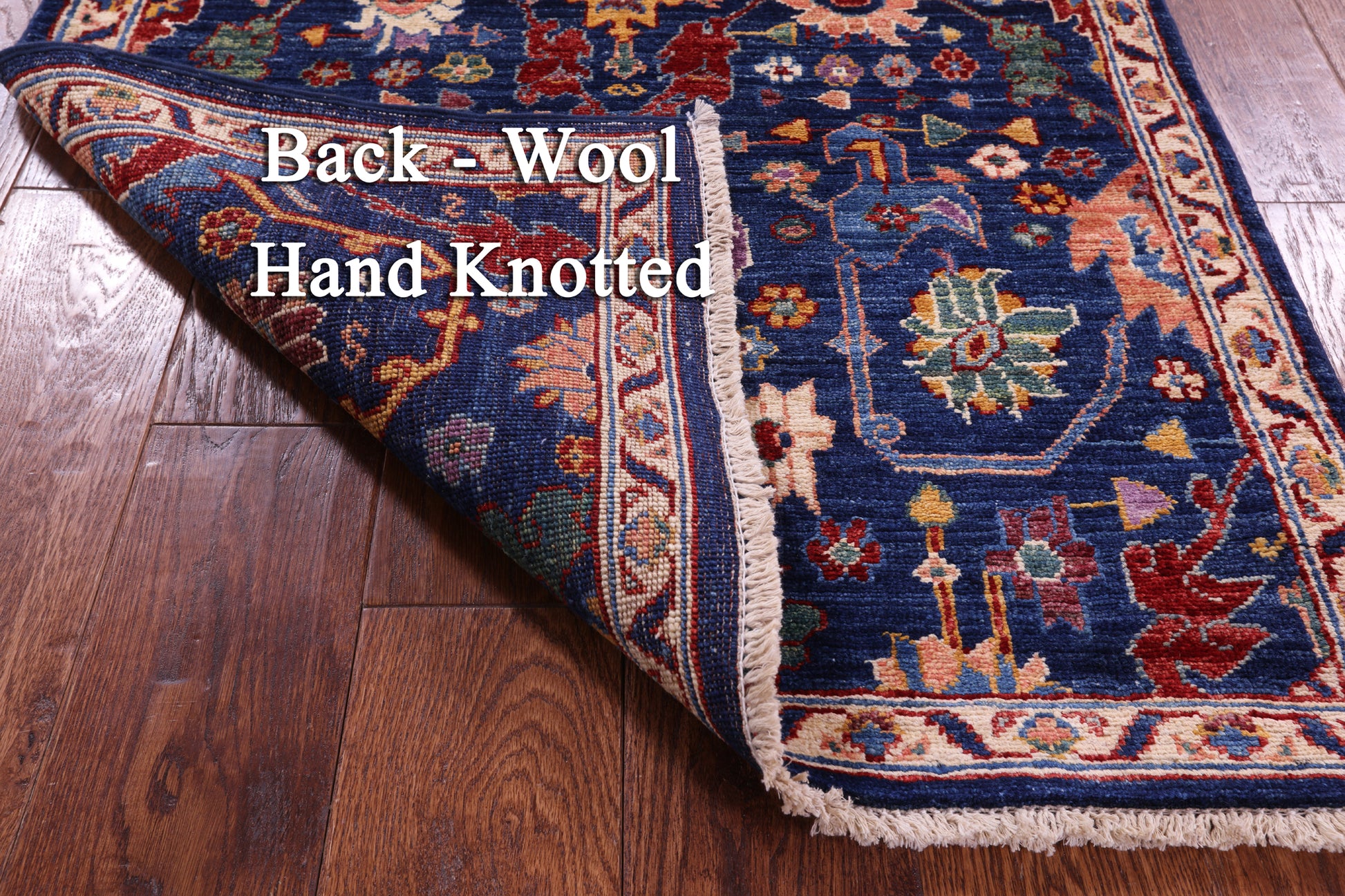 Blue Persian Fine Serapi Handmade Wool Runner Rug - 2' 8" X 8' 4" - Golden Nile