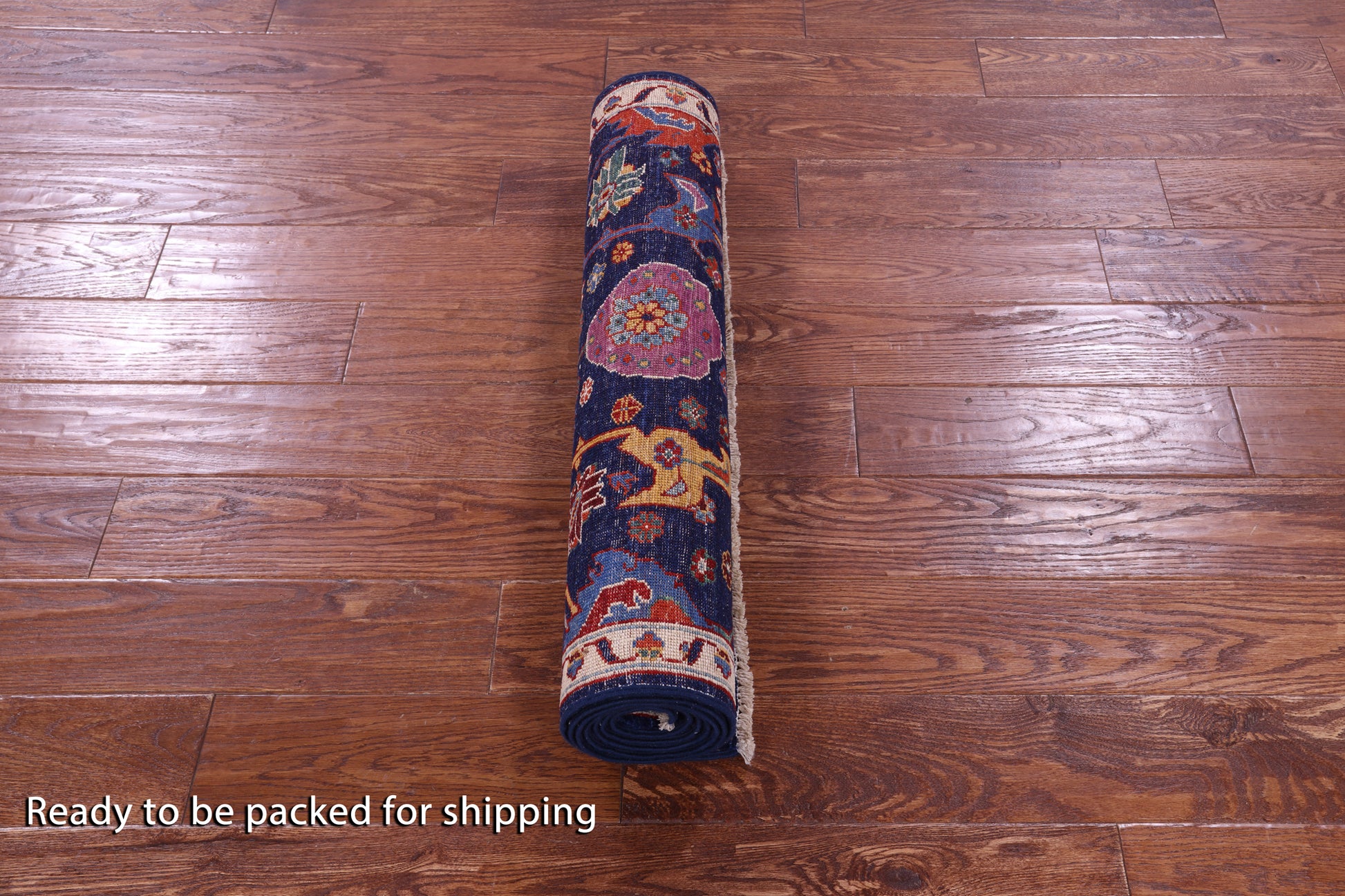 Blue Persian Fine Serapi Hand Knotted Wool Runner Rug - 2' 9" X 8' 0" - Golden Nile