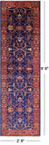 Blue Persian Fine Serapi Hand Knotted Wool Runner Rug - 2' 8" X 9' 6" - Golden Nile