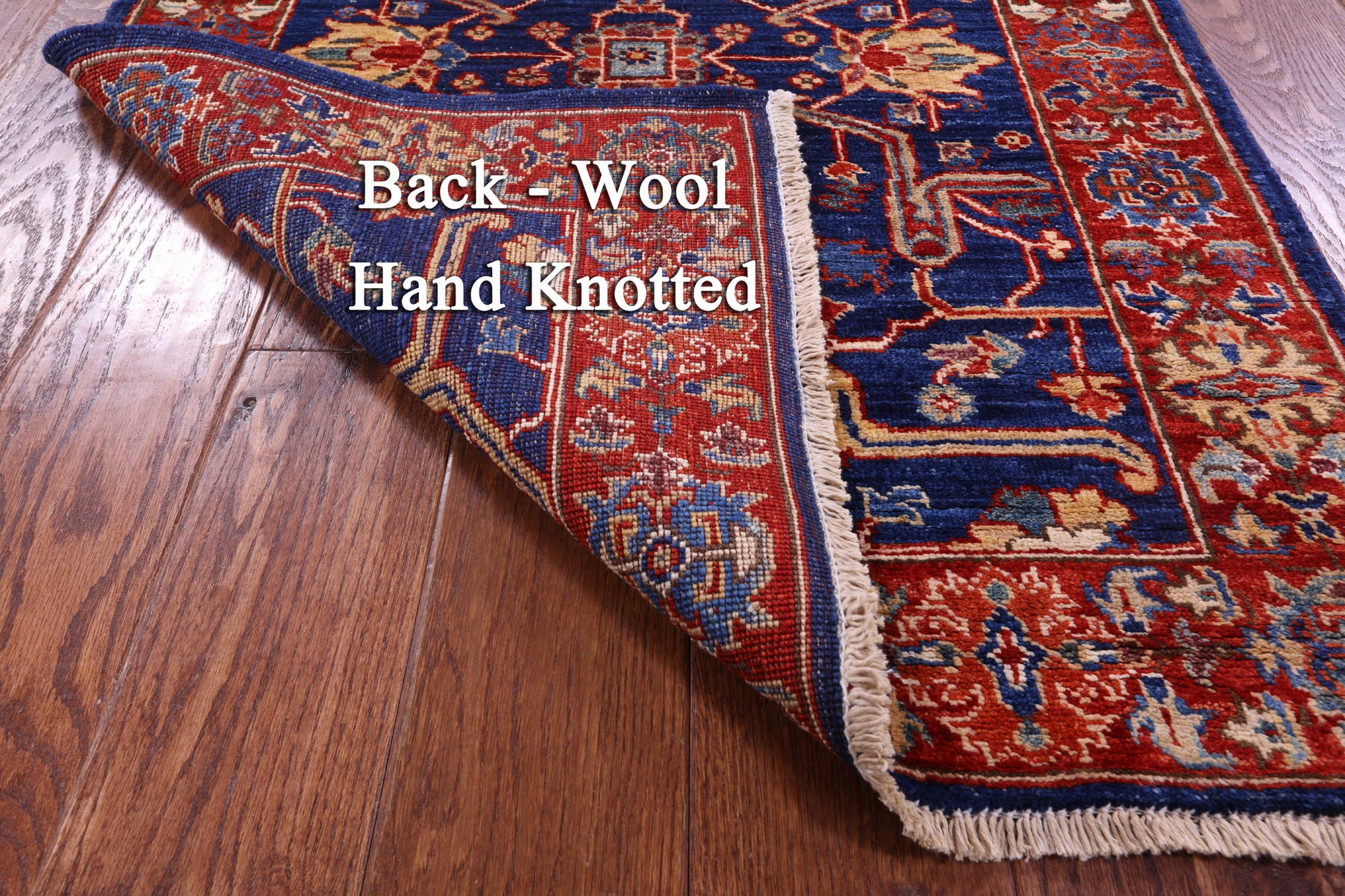 Blue Persian Fine Serapi Hand Knotted Wool Runner Rug - 2' 8" X 9' 6" - Golden Nile
