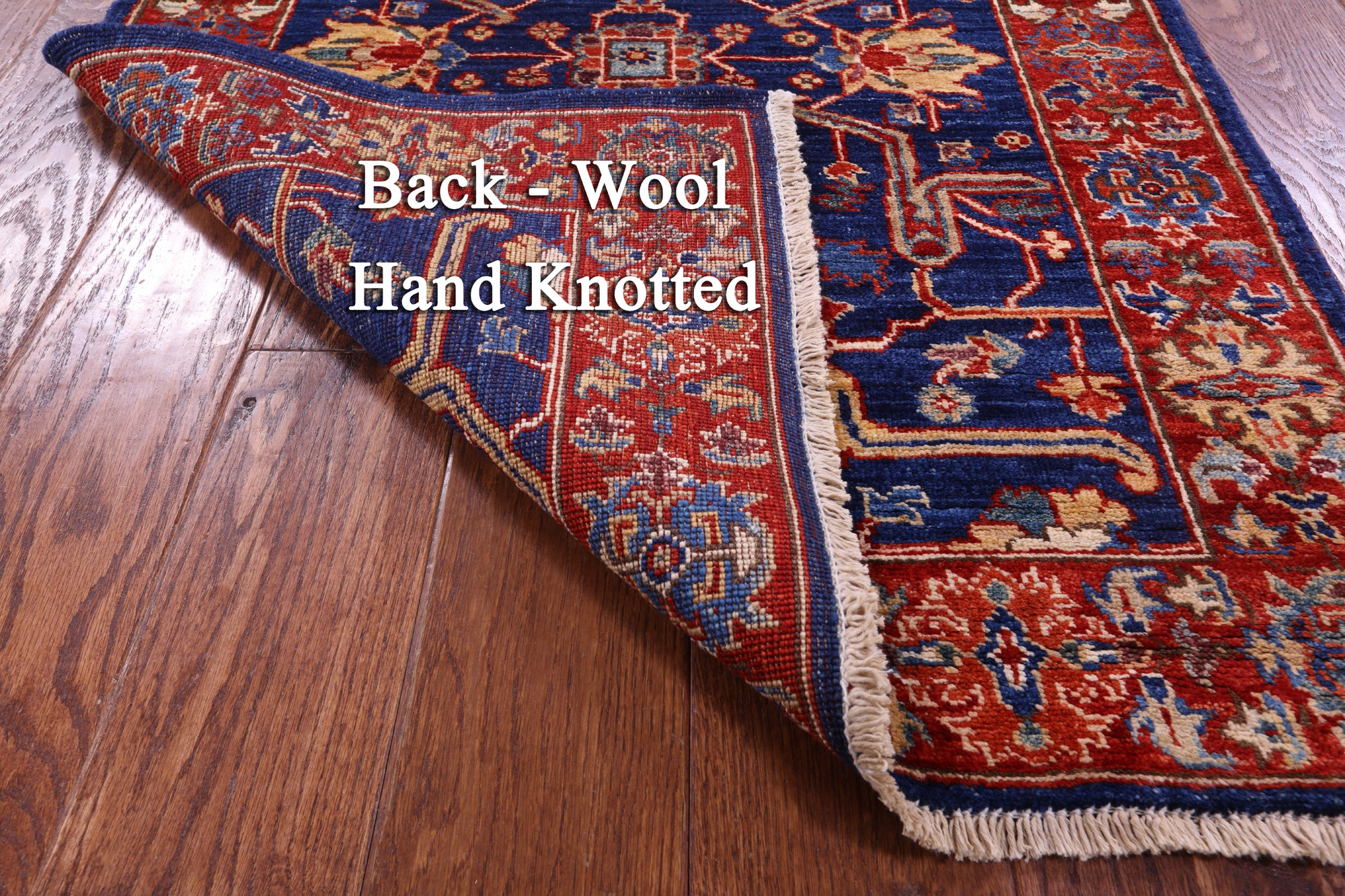 Blue Persian Fine Serapi Hand Knotted Wool Runner Rug - 2' 8" X 9' 6" - Golden Nile