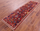 Red Persian Fine Serapi Handmade Wool Runner Rug - 2' 7" X 9' 5" - Golden Nile