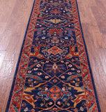 Blue Persian Fine Serapi Hand Knotted Wool Runner Rug - 2' 9" X 11' 7" - Golden Nile