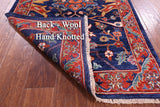 Blue Persian Fine Serapi Hand Knotted Wool Runner Rug - 2' 9" X 11' 7" - Golden Nile