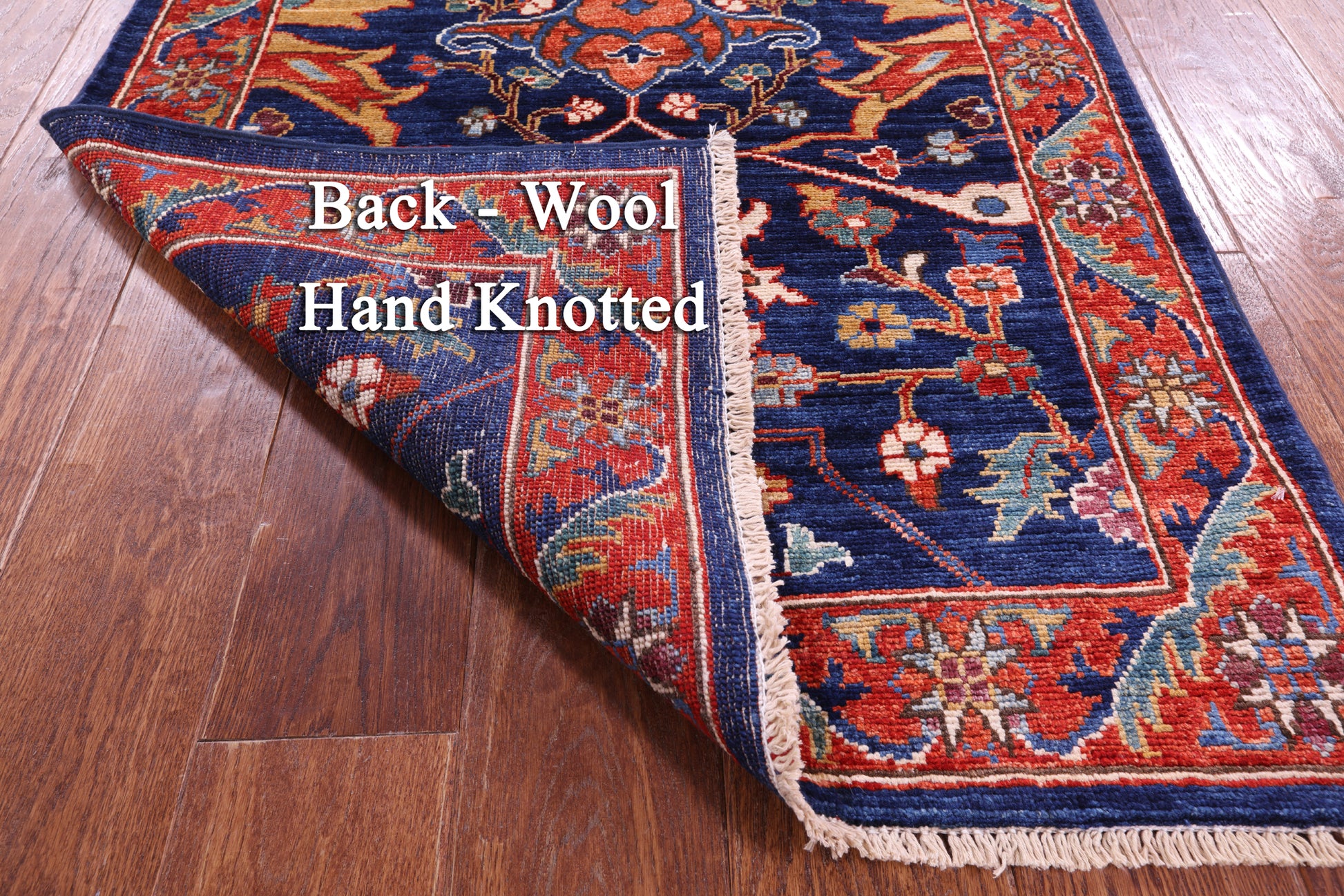 Blue Persian Fine Serapi Hand Knotted Wool Runner Rug - 2' 9" X 11' 7" - Golden Nile