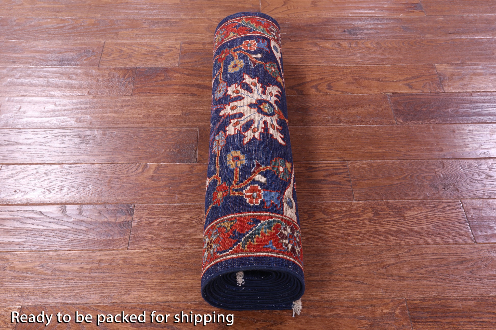 Blue Persian Fine Serapi Hand Knotted Wool Runner Rug - 2' 9" X 11' 7" - Golden Nile