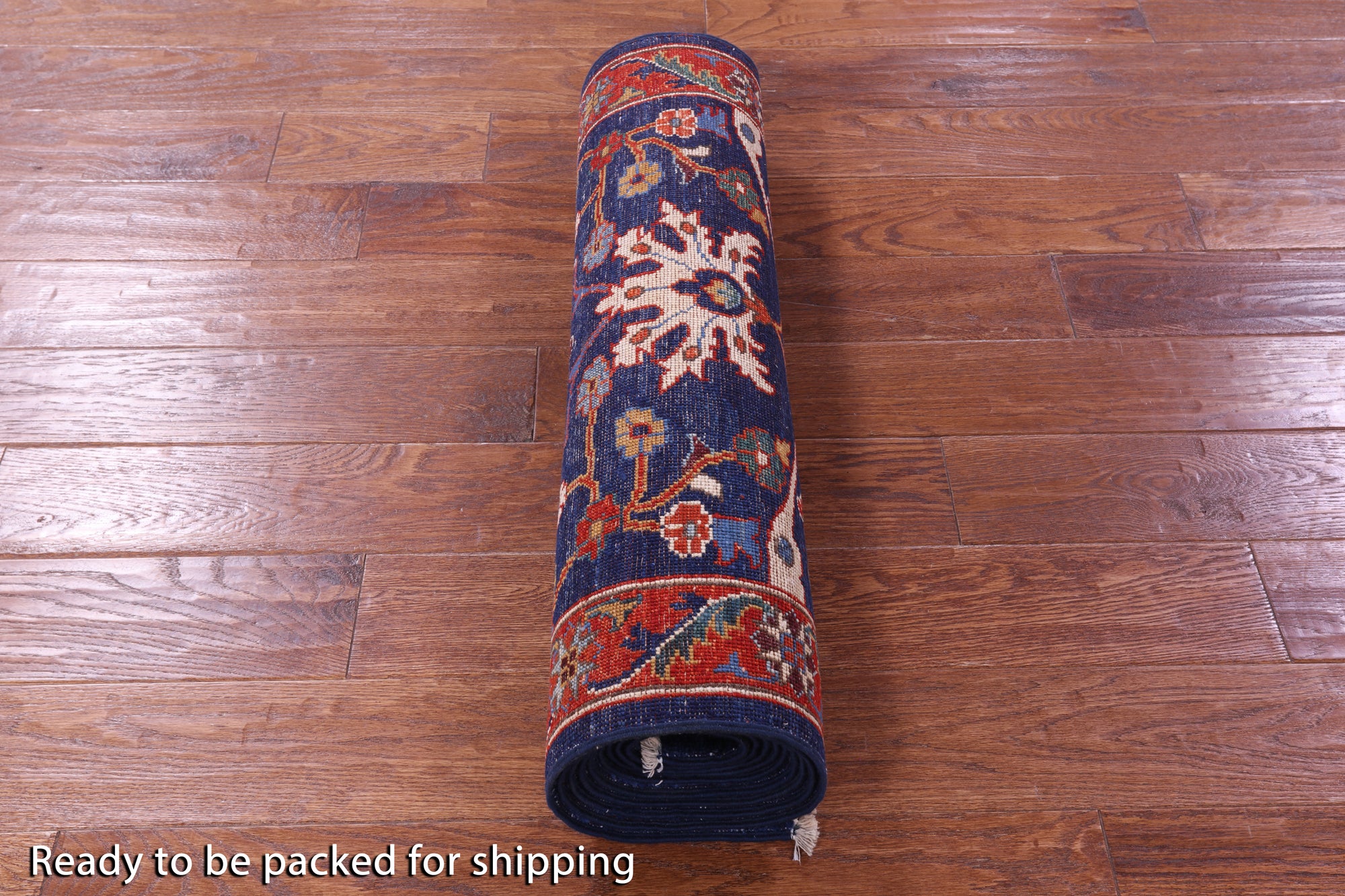 Blue Persian Fine Serapi Hand Knotted Wool Runner Rug - 2' 9" X 11' 7" - Golden Nile