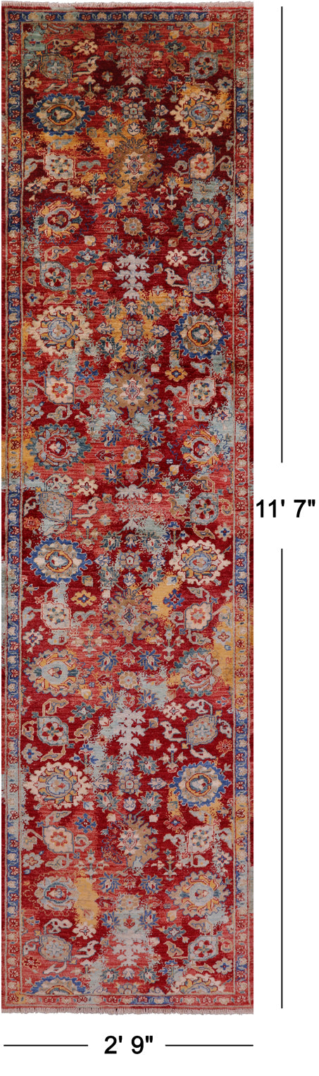 Persian Fine Serapi Hand Knotted Wool Runner Rug - 2' 9" X 11' 7" - Golden Nile
