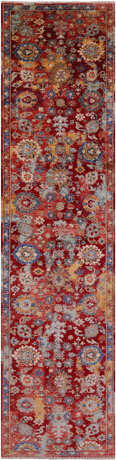 Persian Fine Serapi Hand Knotted Wool Runner Rug - 2' 9" X 11' 7" - Golden Nile