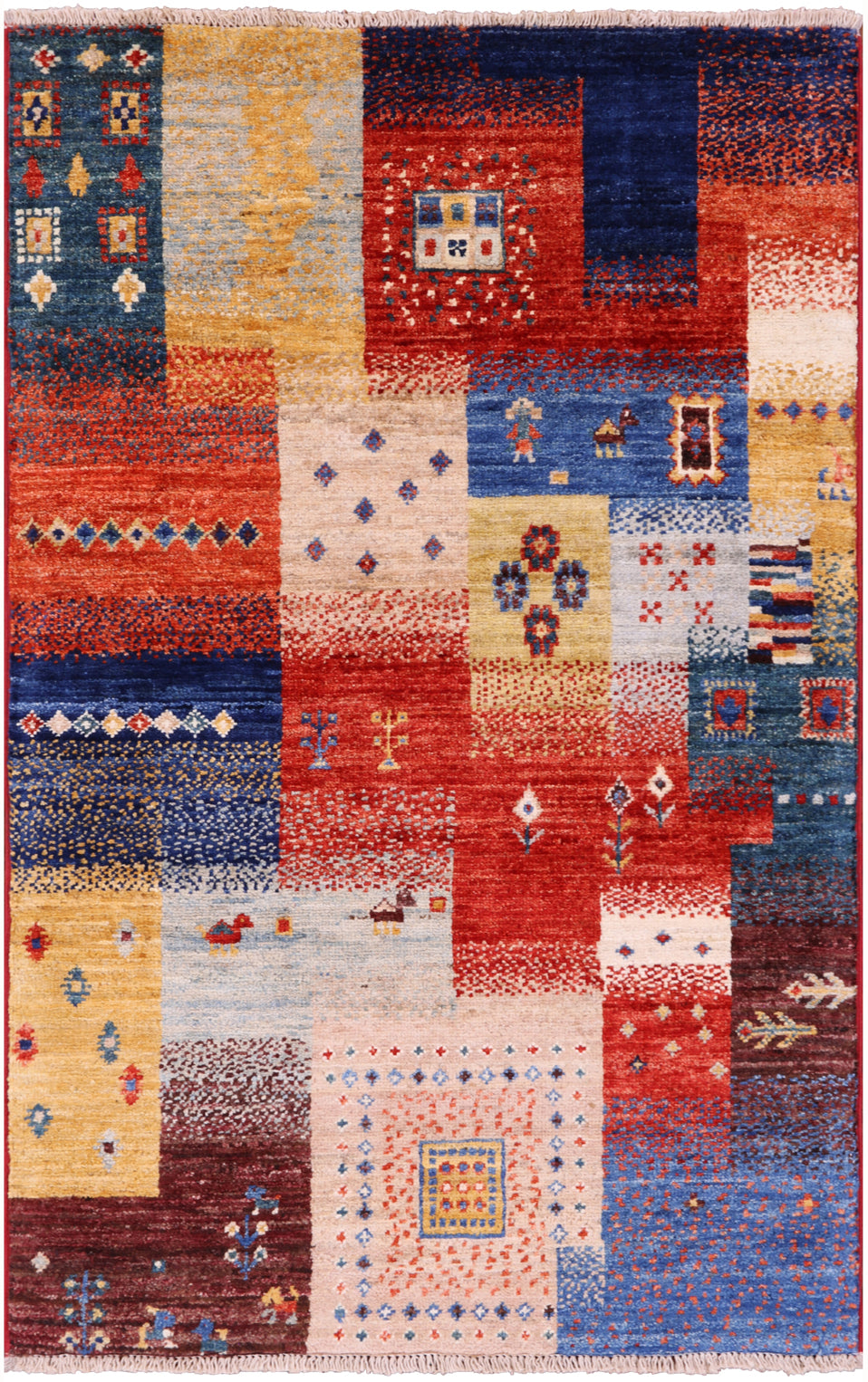 Tribal Persian Gabbeh Hand Knotted Wool Rug - 2' 7" X 4' 2" - Golden Nile