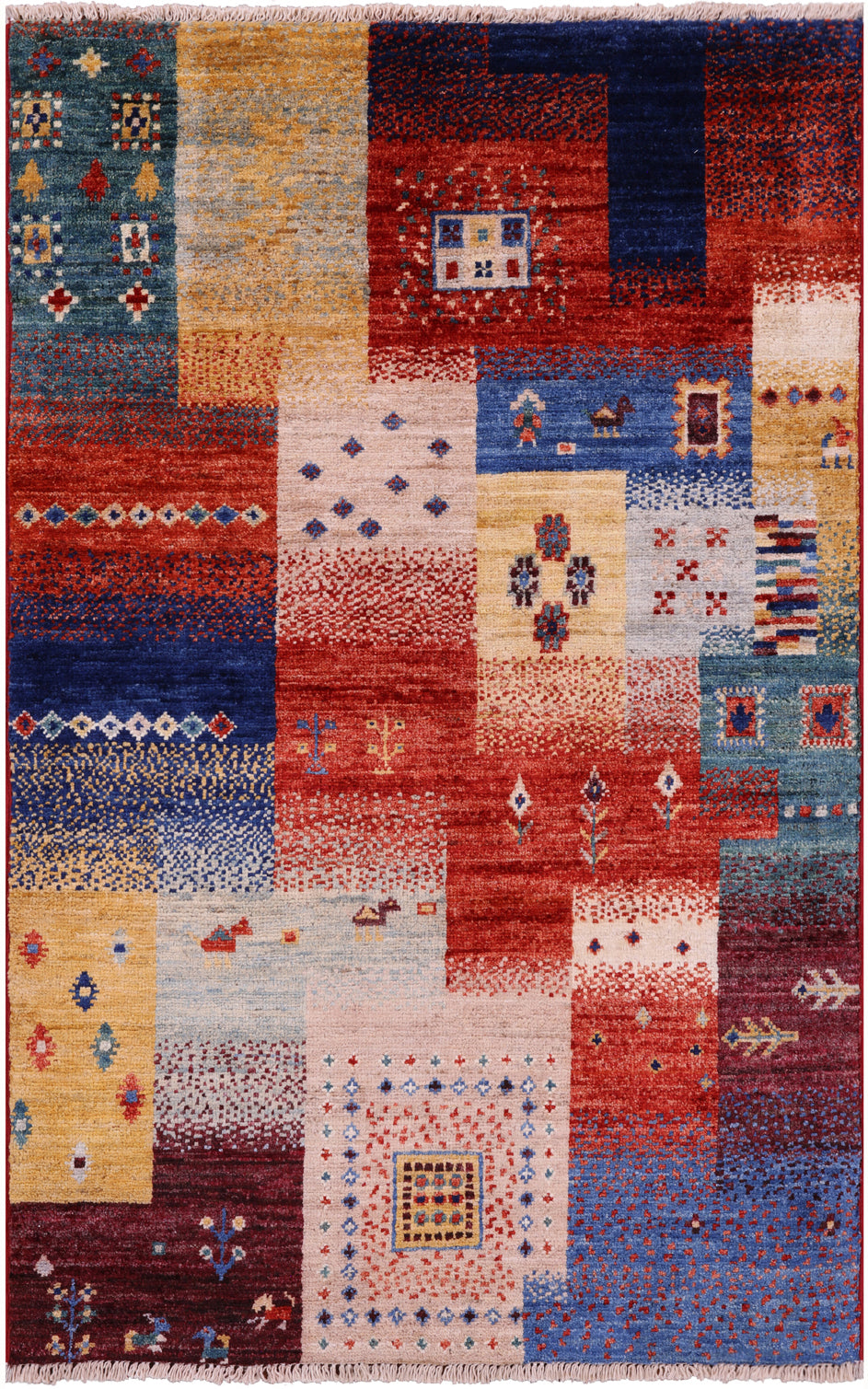 Tribal Persian Gabbeh Handmade Wool Rug - 2' 7" X 4' 1" - Golden Nile