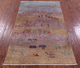Tribal Persian Gabbeh Hand Knotted Wool Rug - 2' 7" X 4' 0" - Golden Nile